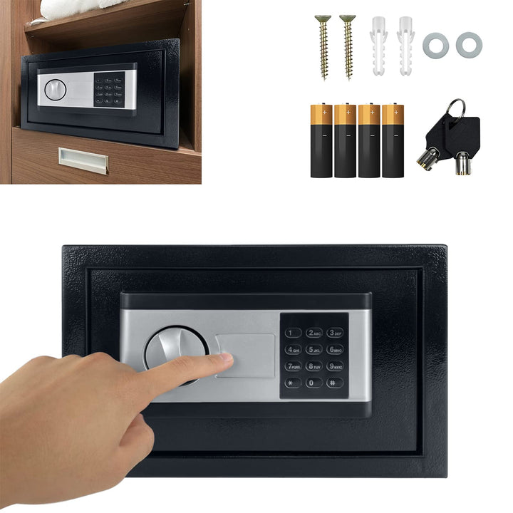 HENGMEI Safe Tresor, 12L Elektronischer Wandtresor, Möbeltresor Geldkassette Tresor Feuerfest Wasser