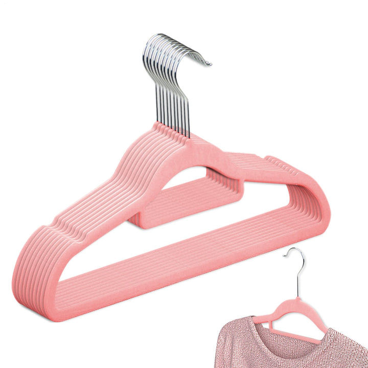 Samthanger,10 Stück Flockierte Spurenfreie Bügel | Platzsparende Nahtlose Organizer für Leggings Hos