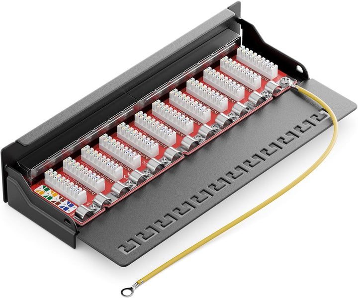 deleyCON CAT 6a Patchpanel Verteilerfeld 12 Port - Desktop & Wandmontage Geschirmt 12x RJ45 Buchse -