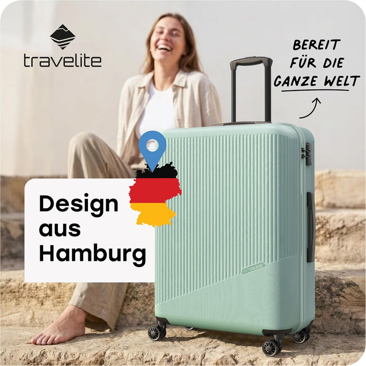 travelite 4-Rad Hartschalenkoffer gross 96 Liter, Gepäck Serie BALI: ABS Hartschalen Trolley mit TSA