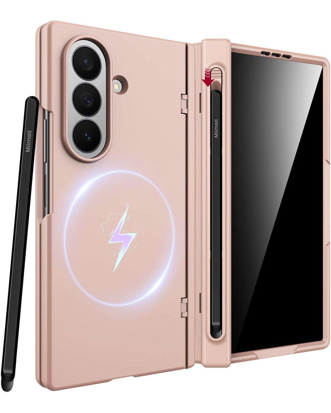 Miimall Magnetisch Hülle Kompatibel mit Samsung Galaxy Z Fold 7 Hülle mit S-Pen & Stifthalter, [Anti