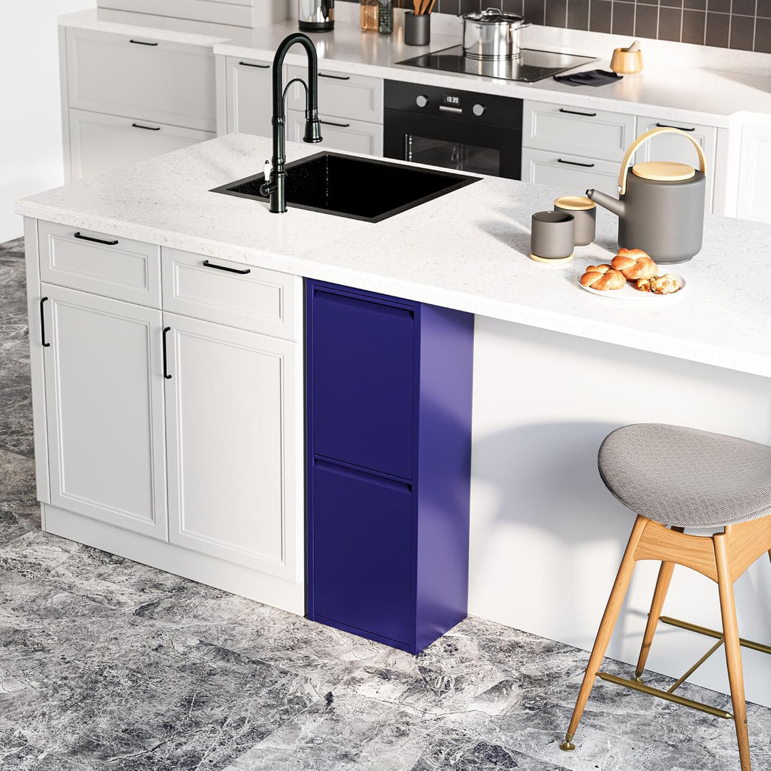 [en.casa] Mülltrennsystem Sollentuna Mülleimer 2 Fächer Küche 2 x 14 L Abfalleimer Müllschrank schma