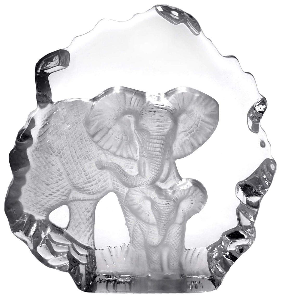 Kaltner Präsente Geschenkidee - Glas Aufsteller Figur Skulptur Elefant mit Elefantenbaby