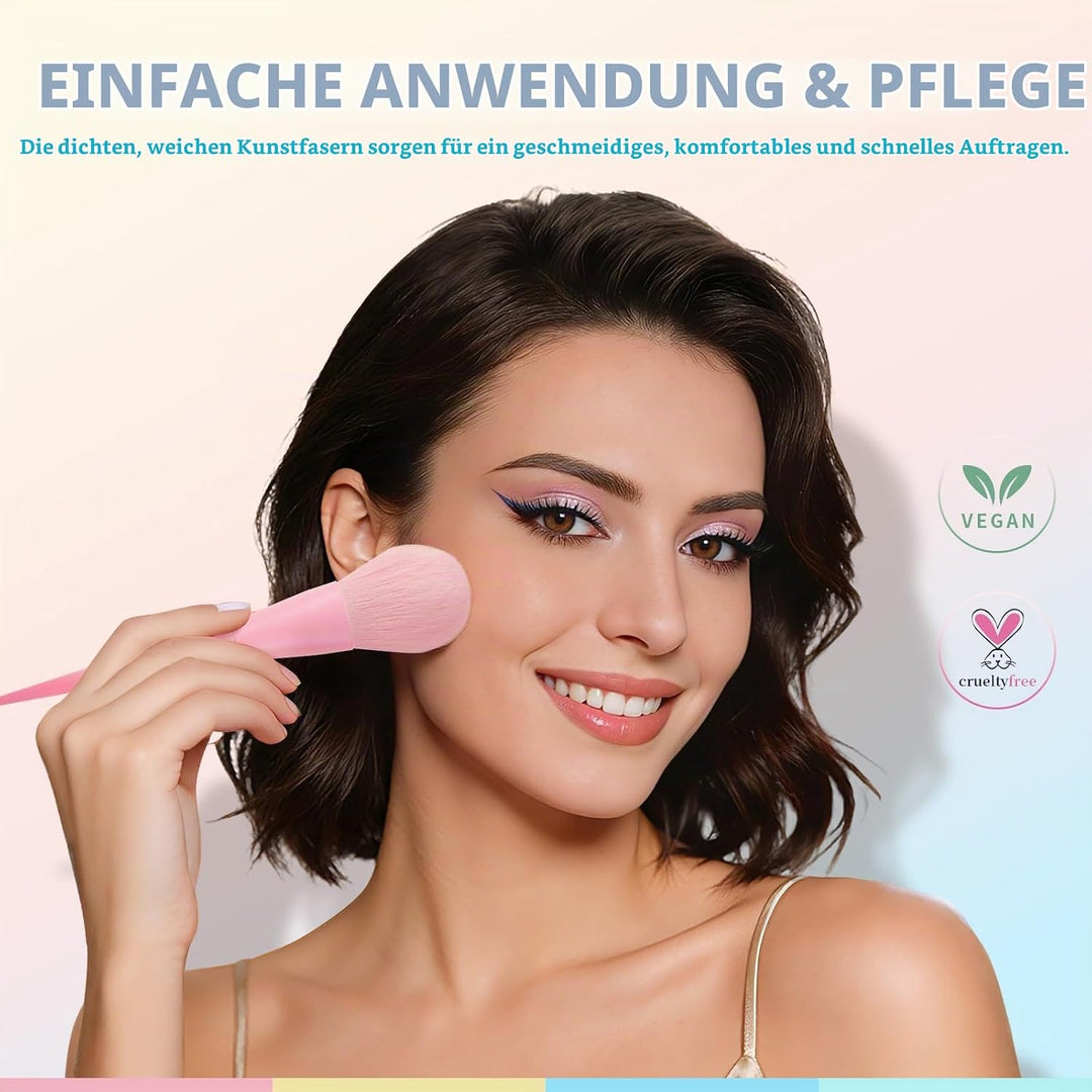 Pinselset Makeup Docolor 17 Stück Make up Pinsel Set Rosa Schminkpinsel Set Enthält Lidschattenpinse