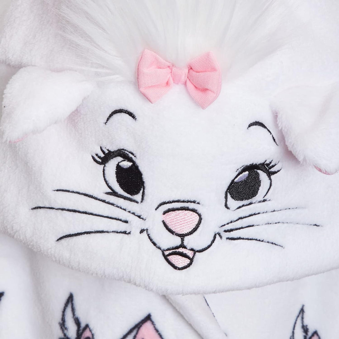 Disney Aristocats Marie Bademantel für Mädchen mit Kapuze aus Fleece 4 Jahre Weiss, 4 Jahre Weiss