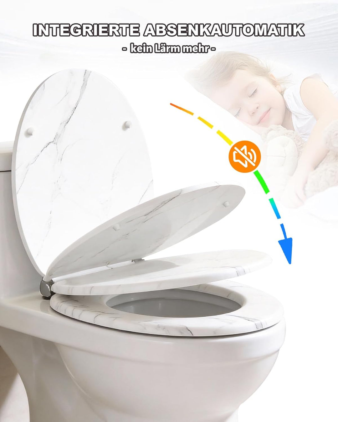 Ribelli WC Sitz mit Absenkautomatik, Toilettendeckel O-Form in Viele Motiven, Klodeckel Einfache Mon