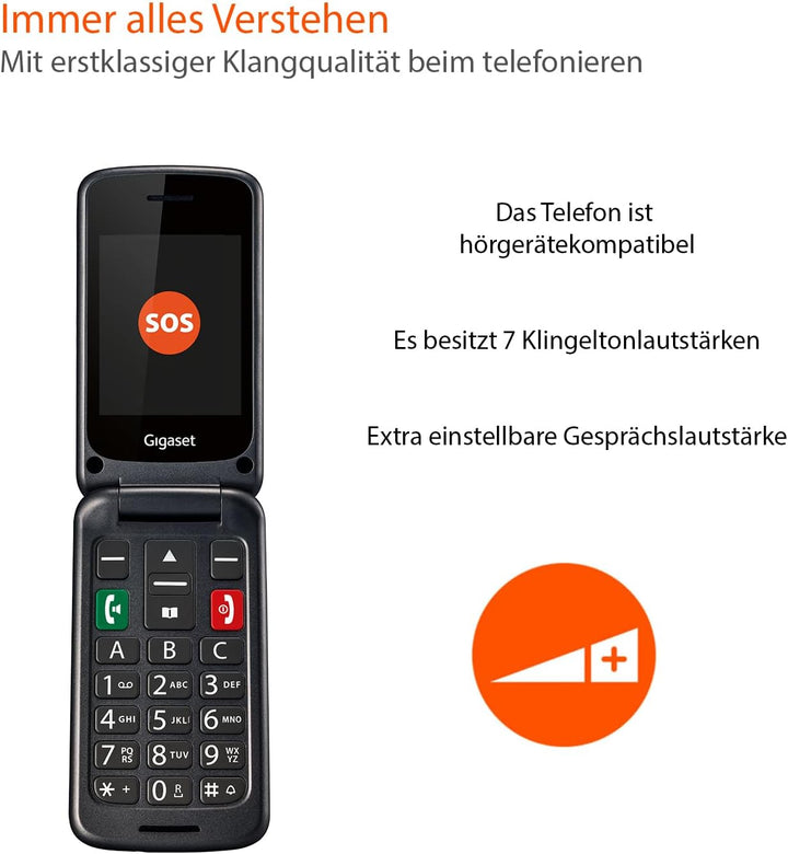 Gigaset GL590 GSM - Senioren GSM Handy Aufklappbar - SOS-Funktion - einfache Bedienung mit 2,8" Farb