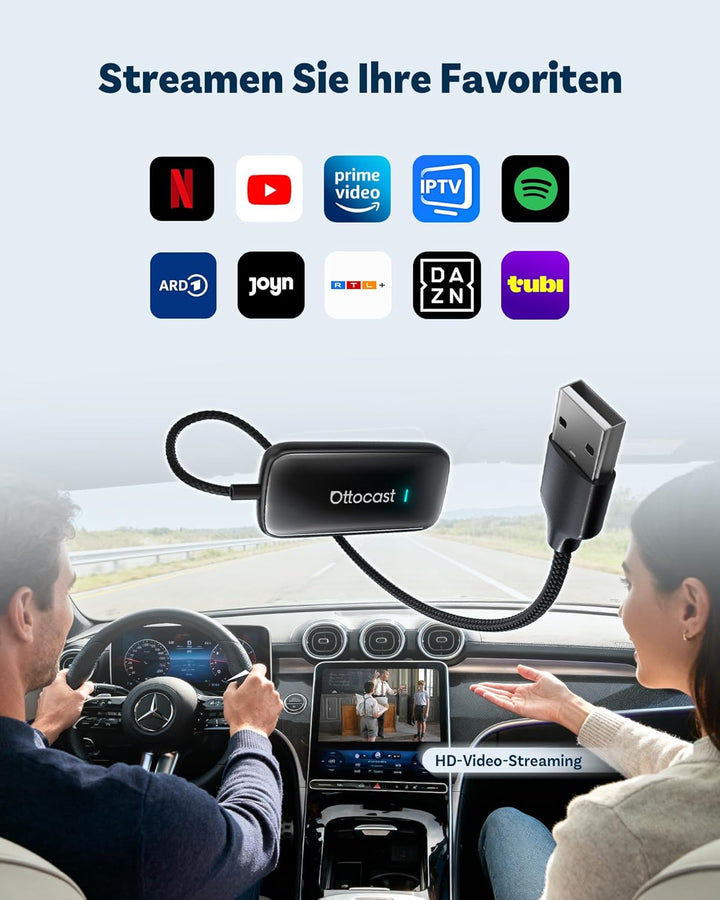 OTTOCAST Play2Video Ultra AI Box 2026 Upgrade, Wireless CarPlay & Android Auto Adapter, stabilem Str