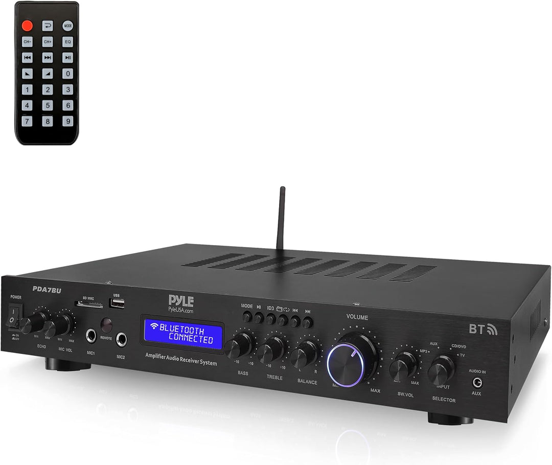 Pyle 200W HiFi Stereo Verstärker – 5-Kanal Receiver mit Radio & Bluetooth, MP3 USB/SD/AUX, Heimkino