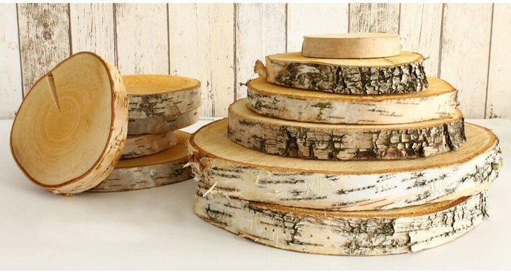 Grosse Holzscheibe zum Basteln oder Dekorieren - 1 Stück naturbelassene Baumscheibe aus Birkenholz m