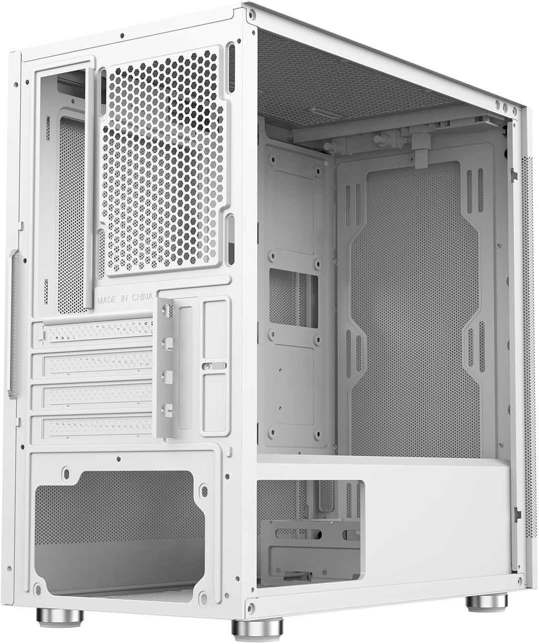 Itek Case PROMESH 35W – Gaming Office Mini Tower mATX, Typ-C, 2xUSB3, 3 Seiten MESH, White Edition