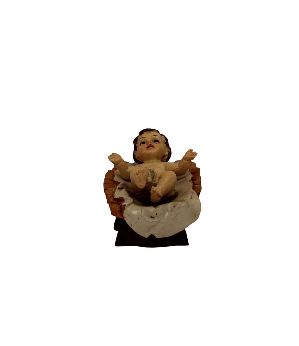 ZICOM Krippenfiguren Miniaturfiguren Jesuskind im Barren 2-teilig 4,5cm handbemalt Polyresin, Modell