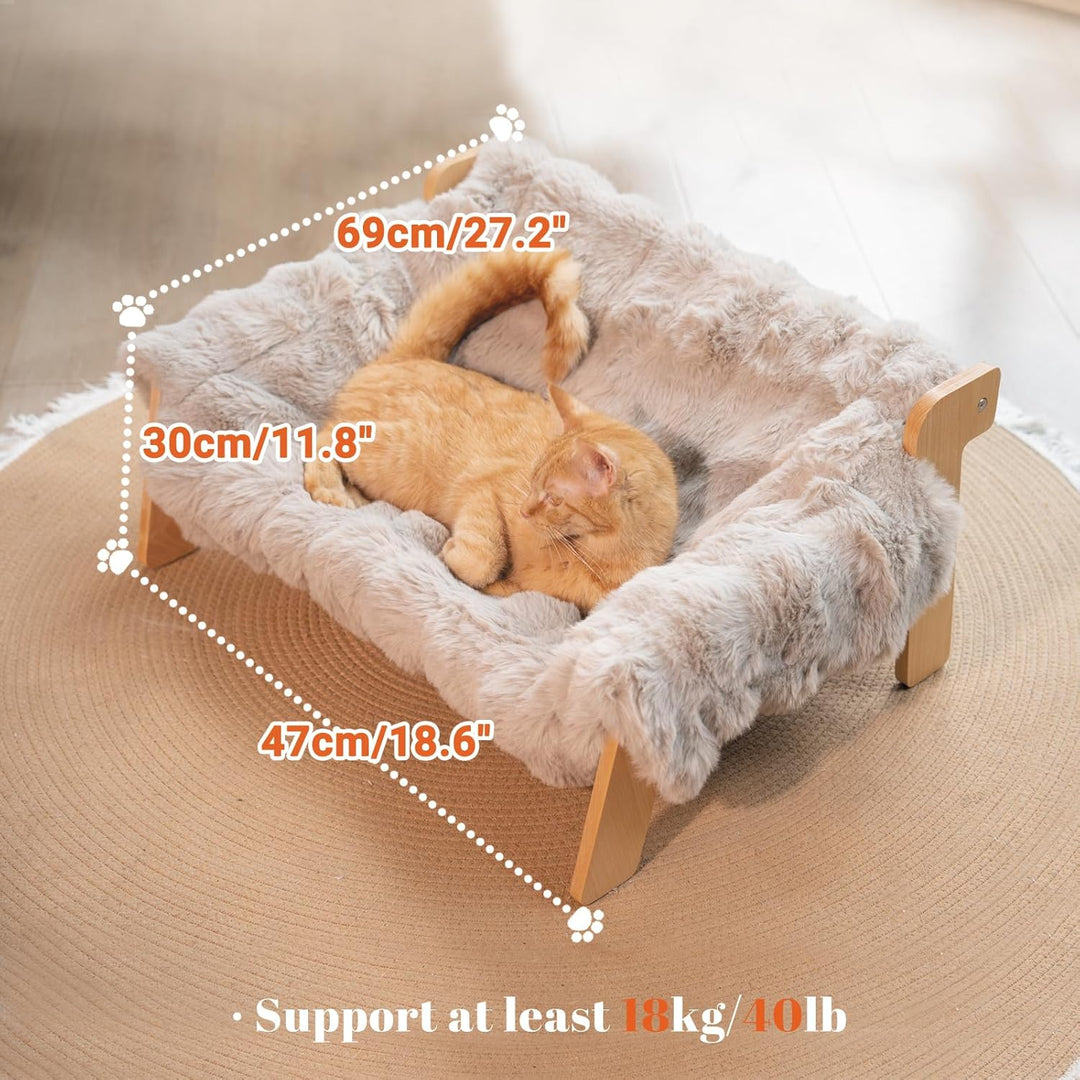 Cheerpals Katzenhängematte Katzenbett für Grosse Katzen - Freistehende Katzenliege aus Buchenholz ge