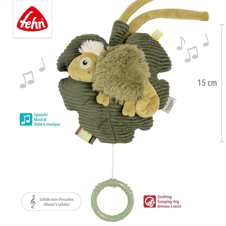 Fehn Spieluhr Chamäleon – Kuscheltier & Einschlafhilfe: Aufzieh-Spieluhr mit sanfter Melodie "Mozart