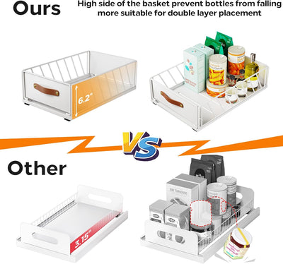 Kitstorack Teleskopschublade, Ausziehbare Schublade für Kabinett Metall Slide Out Organizer mit Grif