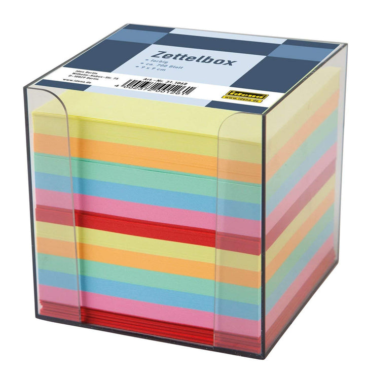 Idena 311068 - Zettelbox, 9 x 9 x 10 cm, 700 Blatt (2x Zettelbox, farbig sortiert)