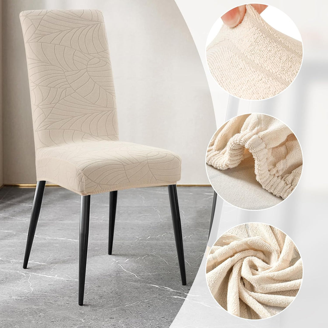 YISUN Stuhlhussen 6er Set Universal Stuhlhusse Stretch Jacquard Blätter Stuhlhussen, Hussen für Stüh