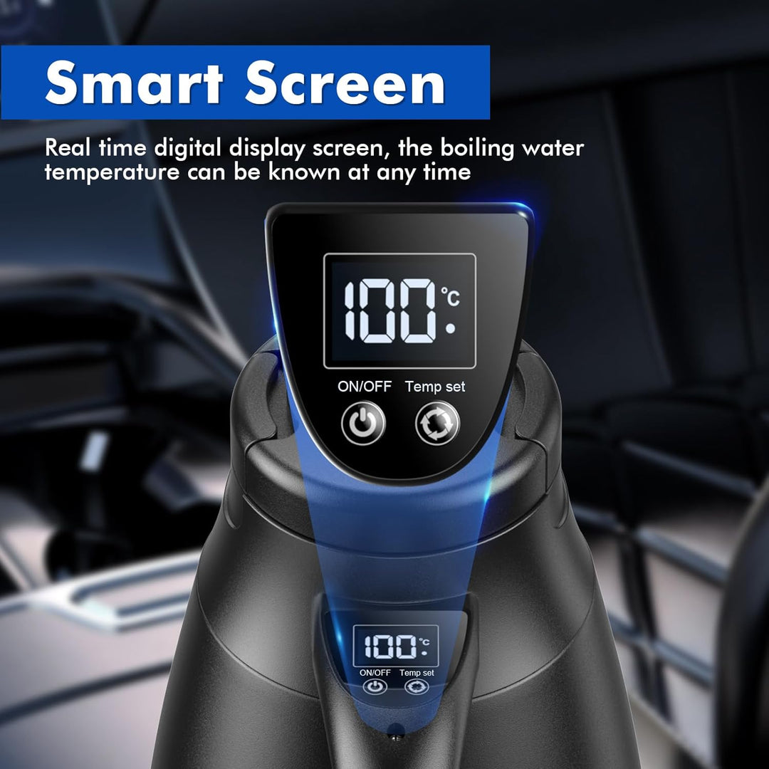 12V/24V Reise Wasserkocher Auto, 1,2 Liter Edelstahl Elektrischer Mobiler Reisewasserkocher mit Ziga