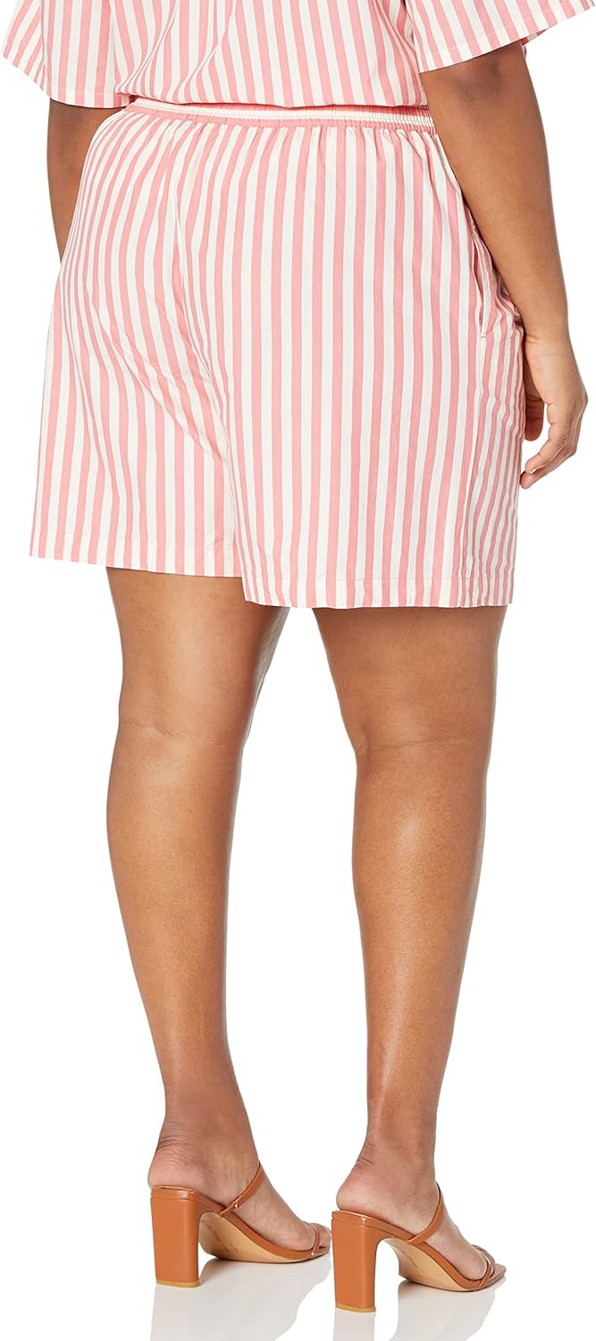 The Drop Damen Shorts Jada Shorts mit Hoher Taille und Lockerem Schnitt XXL Sun Kissed Korallenstrei
