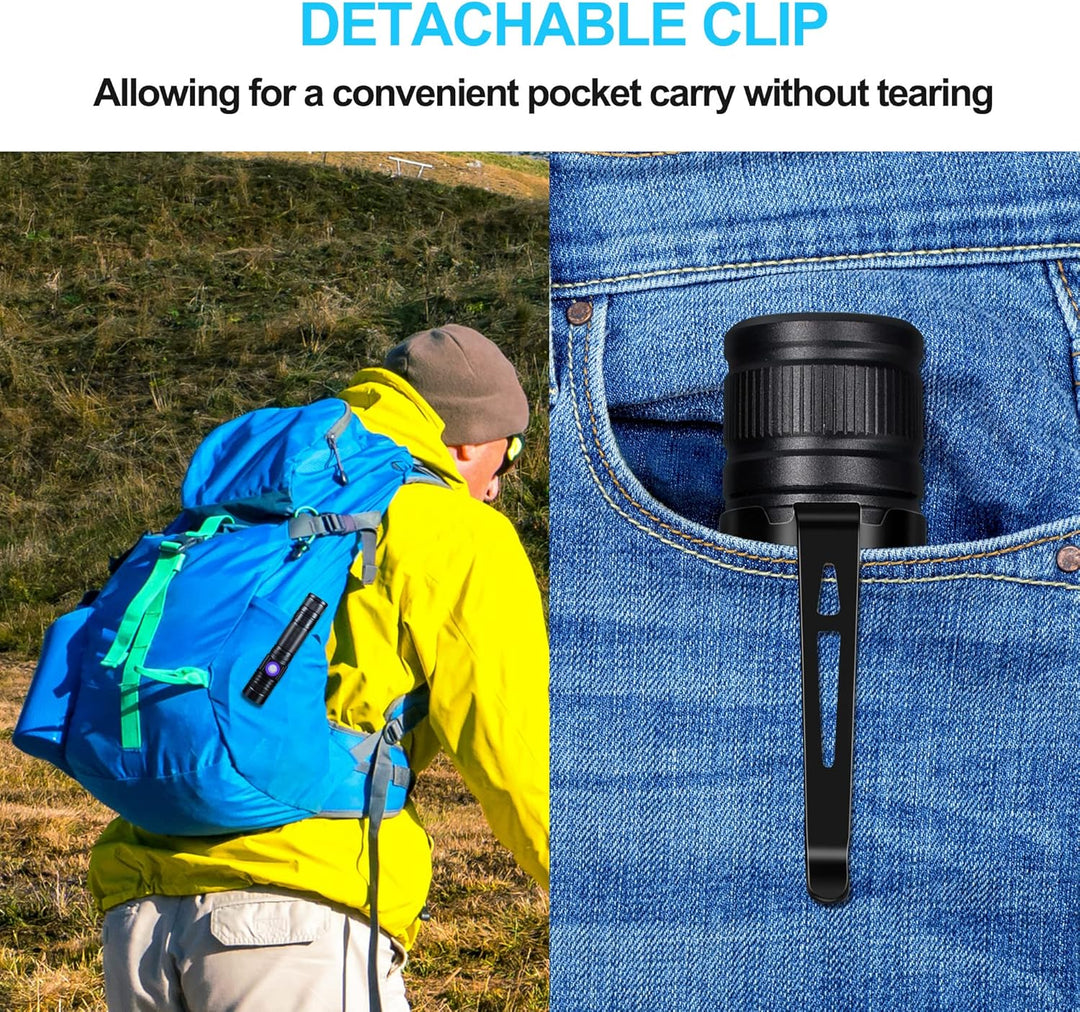 DARKBEAM UV Taschenlampe Schwarzlicht Aufladbar, Woodsche Lampe Schwarzlichttaschenlampen Ultraviole