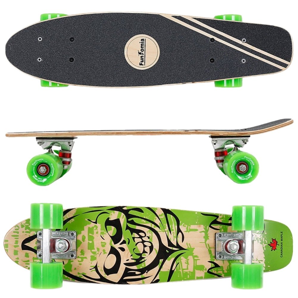 FunTomia Mini-Board Cruiser Skateboard 57cm aus 7-lagigem kanadischem Ahornholz inkl. ABEC-9 Kugella