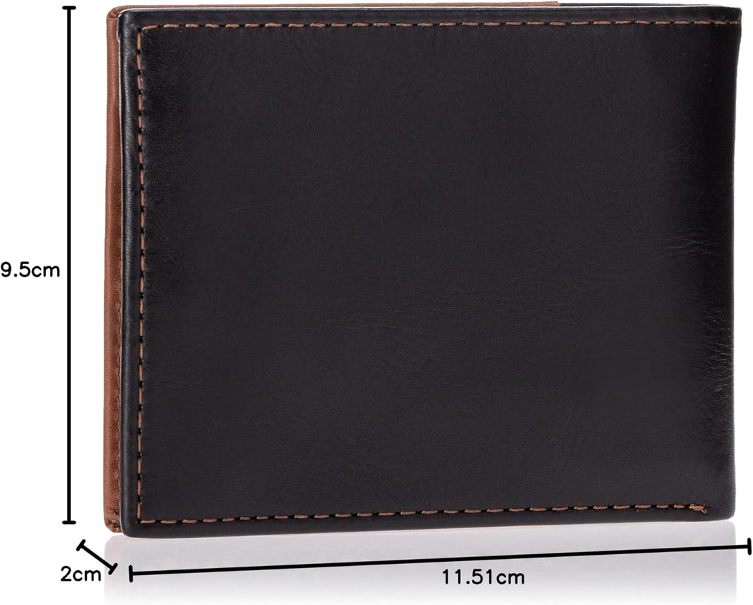Fossil Herren Ward Leder Bifold Geldbörse 11,43 cm L x 1,905 cm B x 8,89 cm H Schwarz, Schwarz