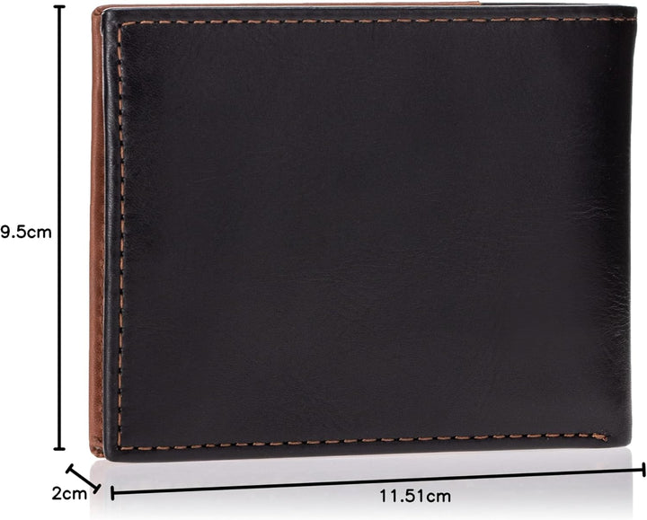 Fossil Herren Ward Leder Bifold Geldbörse 11,43 cm L x 1,905 cm B x 8,89 cm H Schwarz, Schwarz