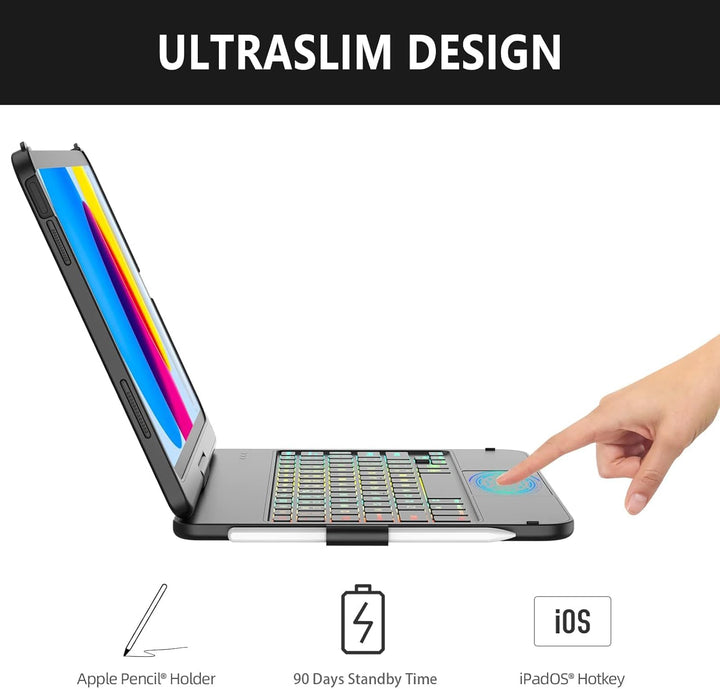 KARFUN Tastatur Hülle für iPad 10. Generation(10.9" 2022),360° drehbar iPad 10. Generation Hülle mit
