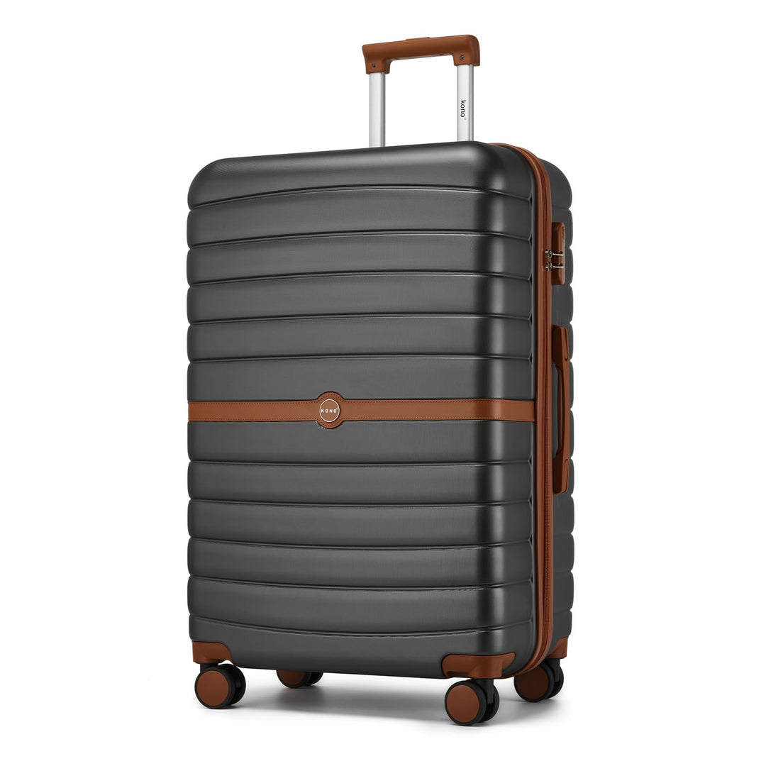 KONO Koffer Reisekoffer Trolley Koffer Gross von ABS+PC Hartschalenkoffer mit Zwillingsrollen und Za