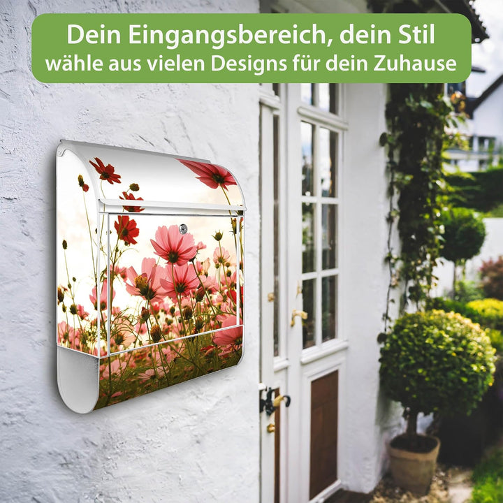 banjado® Design Briefkasten mit Motiv Schmuckkörbchen 39x47x14cm &amp; 2 Schlüssel - Briefkasten Stahl w