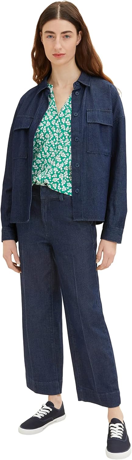TOM TAILOR Damen Bluse mit Muster 34 31117 - Green Floral Design, 34 31117 - Green Floral Design