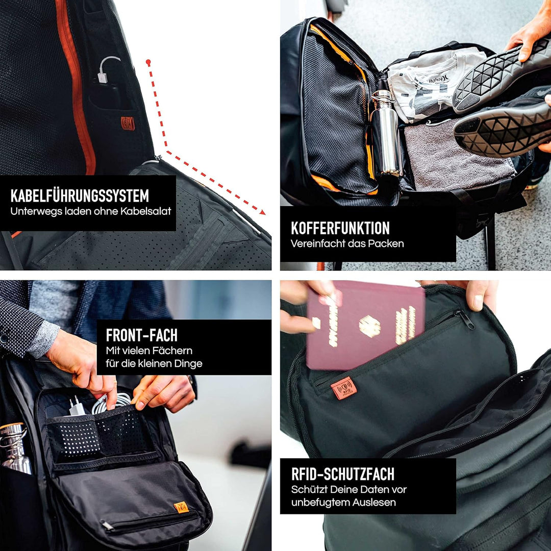 Jaimie Jacobs Smarter Daypack Business Rucksack mit Laptoptasche bis zu 16,1 Zoll Kofferfunktion erw