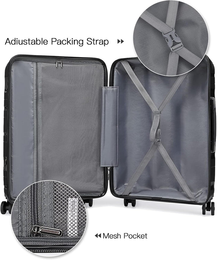 KONO Koffer Trolley 55cm Reisekoffer Set Leicht Hartschalenkoffer mit TSA Schloss Zwillingsrollen Ro