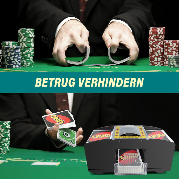 Kartenmischmaschine Elektrische für 1-2 Decks, Automatischer Spielkarten Mischmaschine für Familient