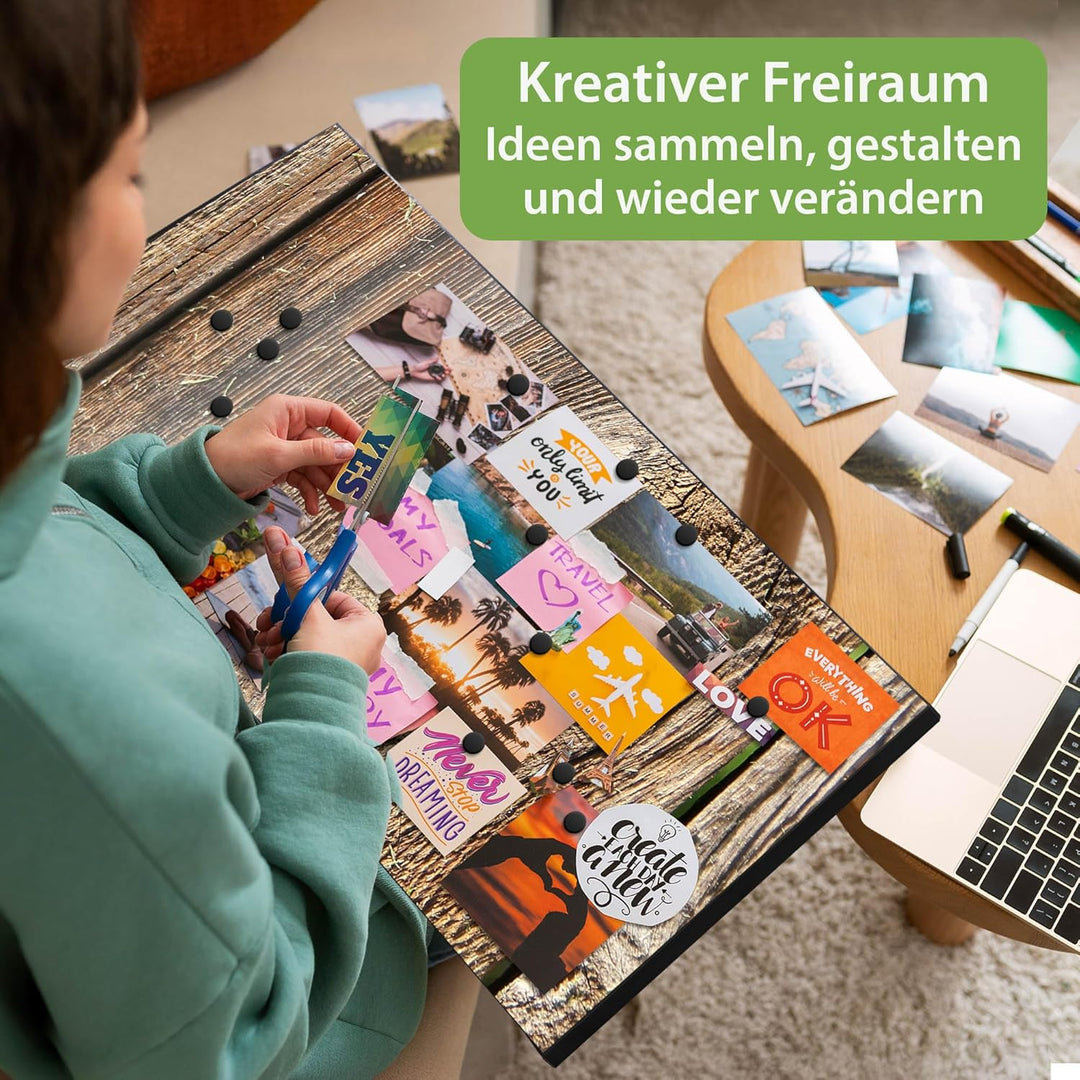 banjado Magnettafel schwarz 78 x 37cm / Magnetwand Metall/Magnetpinnwand als Memoboard/Pinnwand Magn