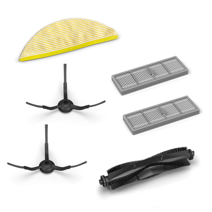 Kärcher Original Zubehör Set für Saugroboter RCV 5, enthält 1 Hauptbürste, 1 Wischtuch, 2 Seitenbese