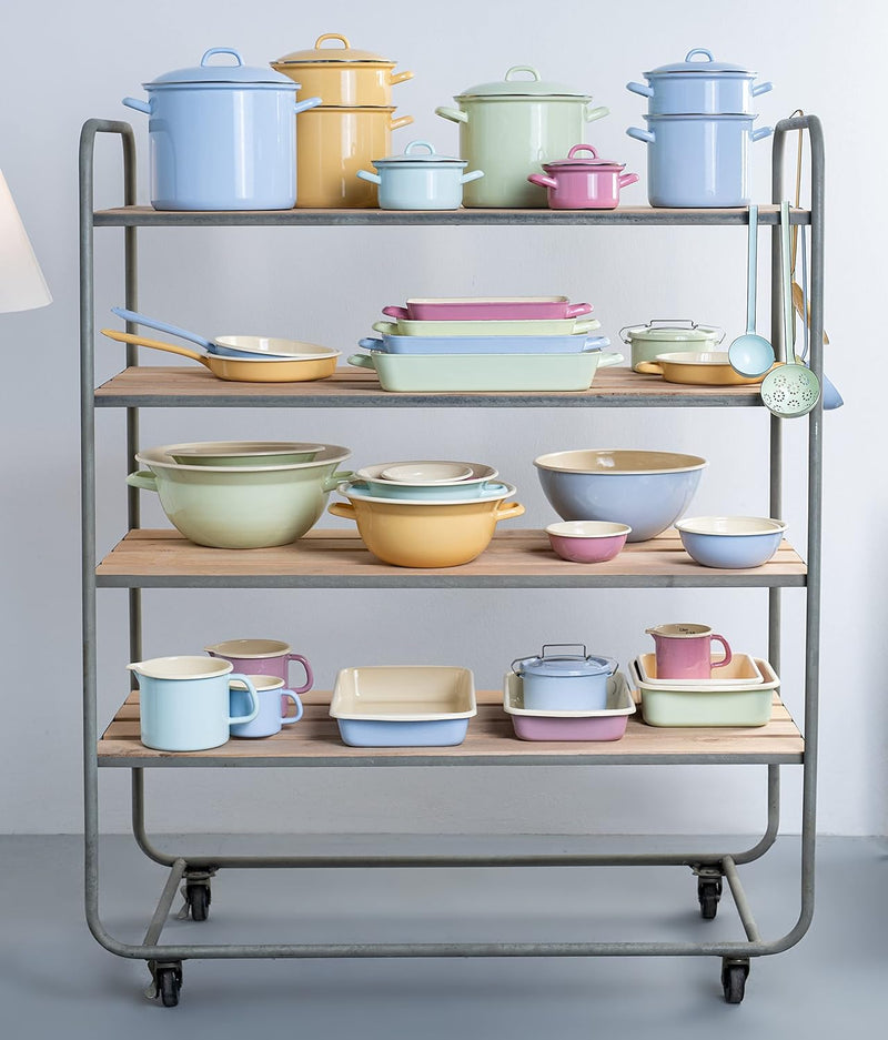 Riess, 0270-006, Topf mit Chromrand 14, CLASSIC - BUNT/PASTELL, Farbe Türkis, Durchmesser 14 cm, Höh