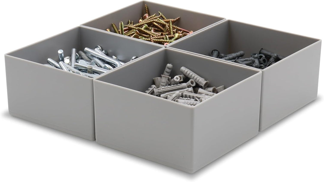 1a-TopStore 25 Stück Einsatzkasten E 63/3, grau, 63/3 108x108x63 mm, aus Polystyrol, Industrienorm,
