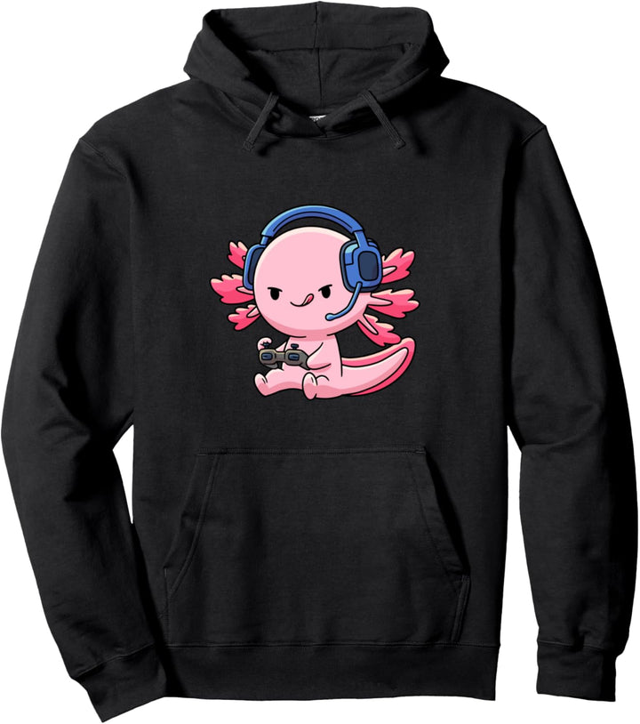 Axolotl Fisch Videospiel Gaming Jungen Mädchen Anime Eidechse Gamer Pullover Hoodie