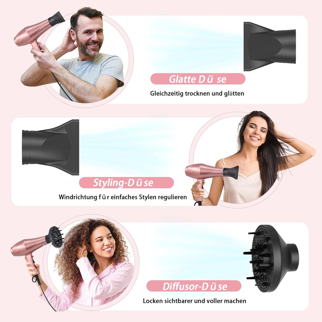 Jooayou Profi Fön Ionen Haartrockner 3000W Föhn mit Diffusor (3 Hitze-und 2 Geschwindigkeiten + Kühl