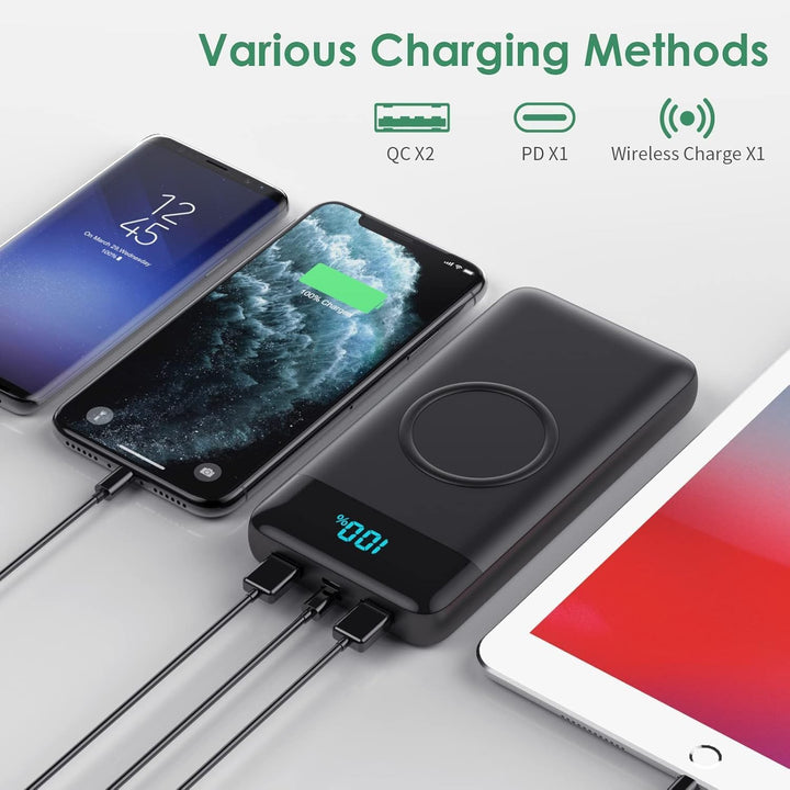 Wireless Powerbank Schnellladen 26800mAh, Power Bank 25W PD3.0+QC4.0, 15W Wireless Charger Powerbank