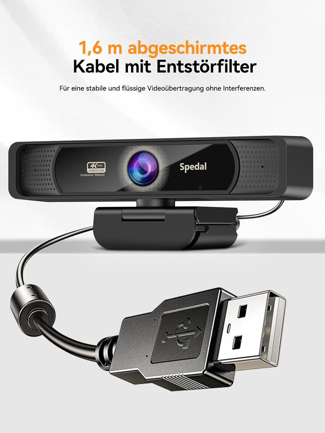 Spedal 4K Webcam with Microphone and Tripod, HD Web Camera with 120°Field of View and Remote Control