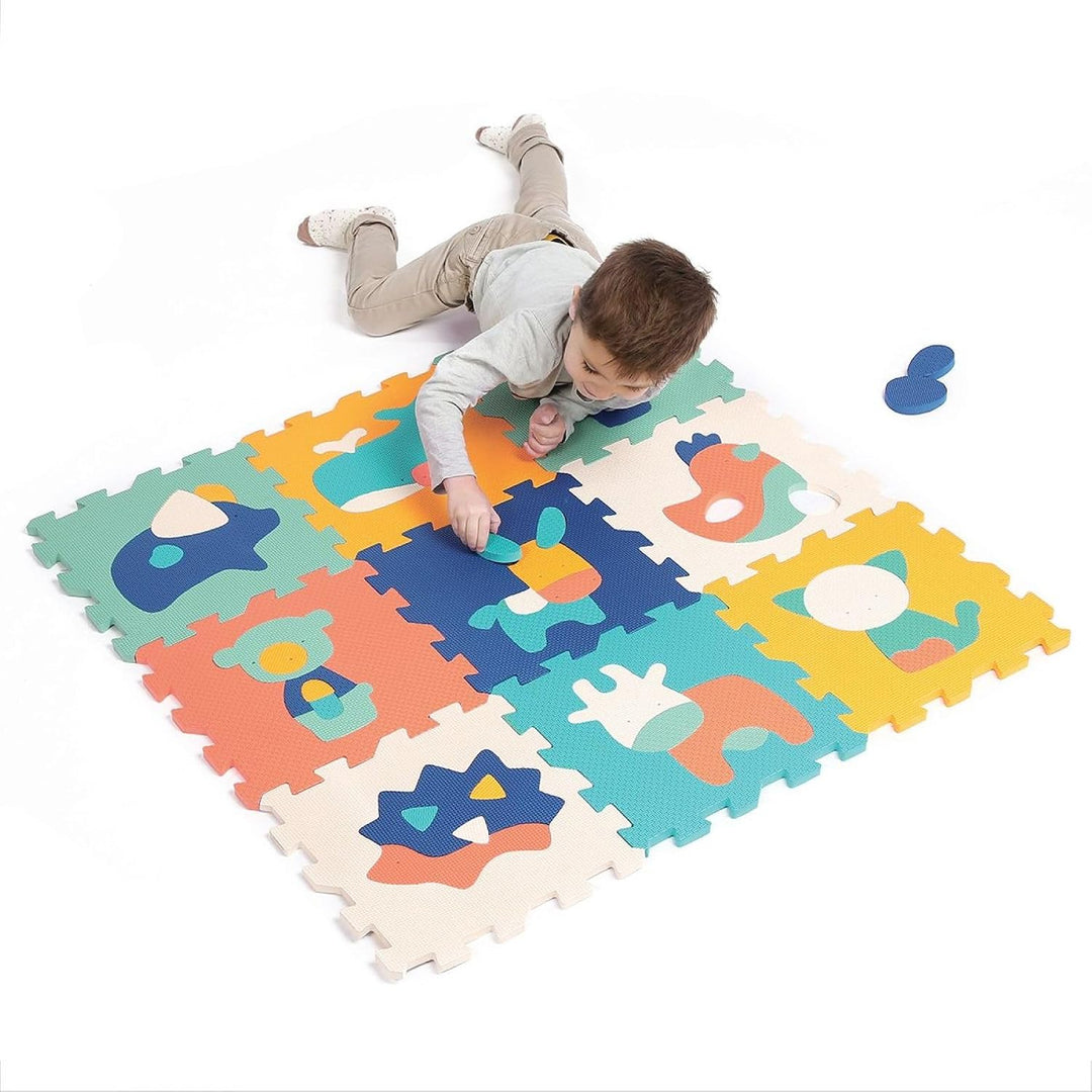 LUDI — Teppich mit Tiermotiv — Riesenpuzzle — 9 Schaumstofffliesen — ab 10 Monaten — Awakening Baby