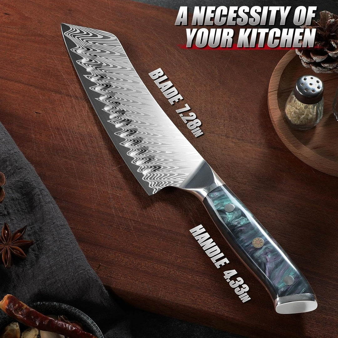 DRAGON RIOT Santoku-Messer - Professionelles Kochmesser Profi Messer mit Harzgriff, Scharfe Küchenme