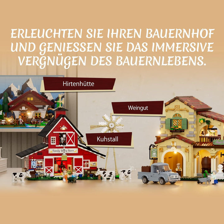 Lumibricks Weinbau-Anwesen Beleuchtungs Bausteine Set – 2800 Teile Mediterranes Toskana-Weingut mit