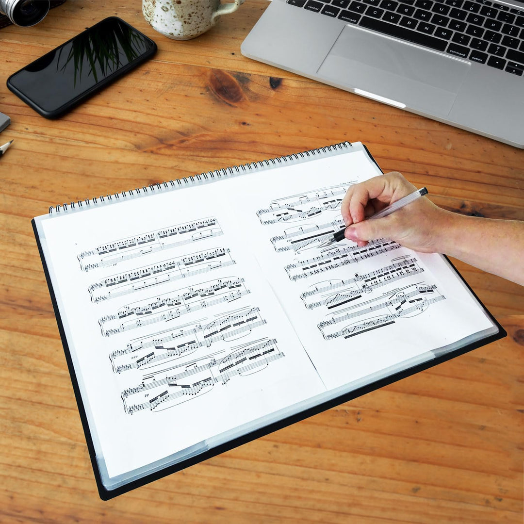 keepdrum MA30 Notenmappe für Orchester-Pult Ordner Zeichenmappe mit 30 Seiten DIN A3 Notenmappe DIN