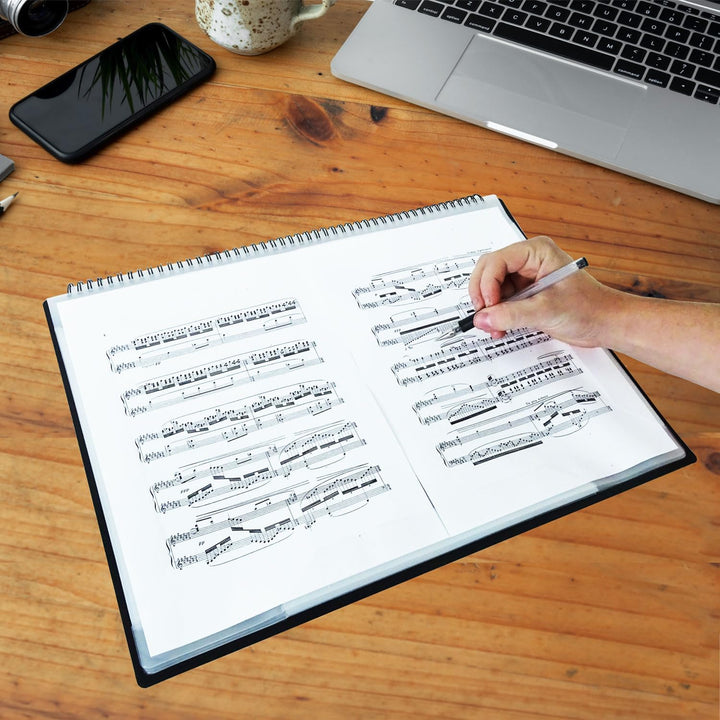 keepdrum MA30 Notenmappe für Orchester-Pult Ordner Zeichenmappe mit 30 Seiten DIN A3 Notenmappe DIN