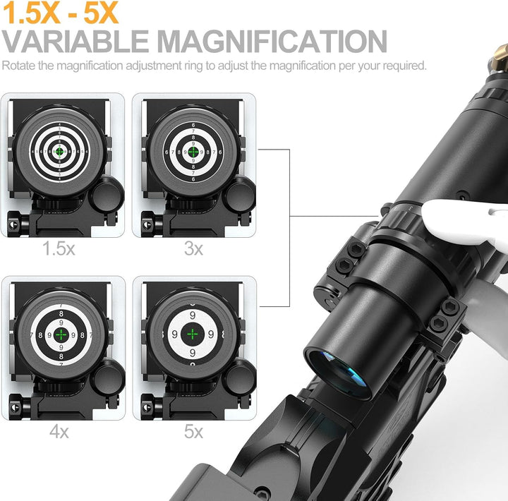 Feyachi 1.5X - 5X Lupe, Magnifier mit Flip to Side Mount Fokus Einstellung