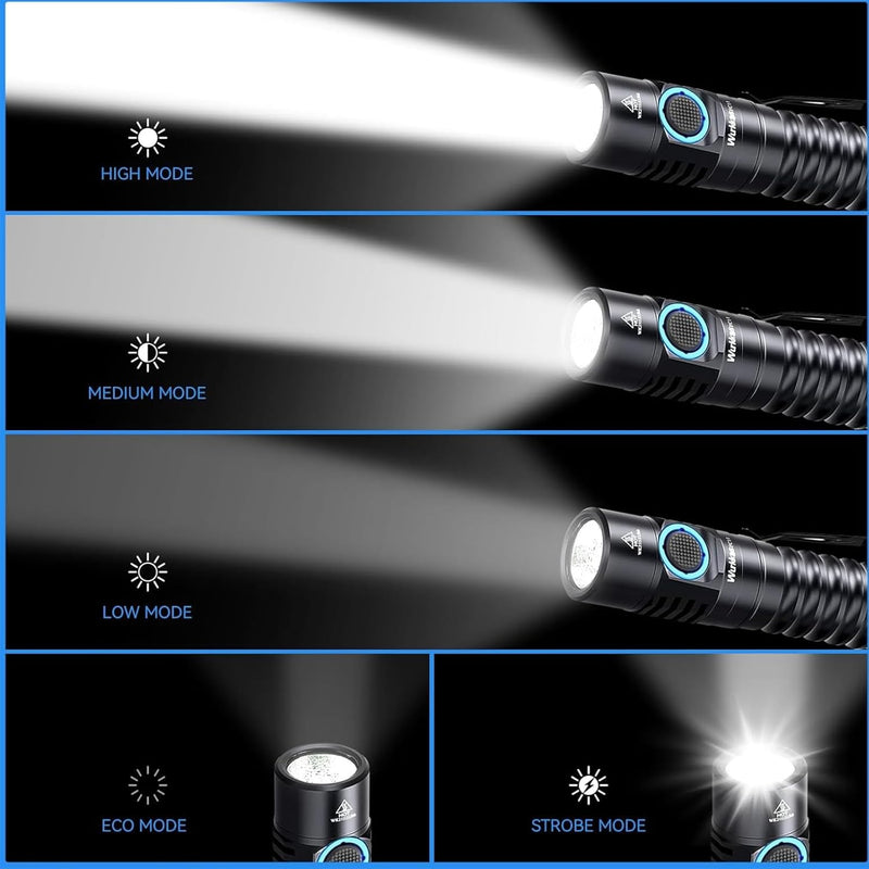 Wurkkos FC11-C LED Taschenlampe,led taschenlampe extrem hell,1300 Lumen Taschenlampe USB C Wiederauf