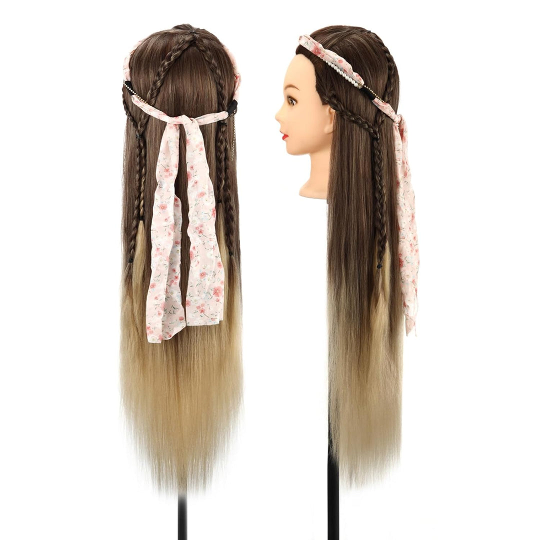 Frisierkopf, Auzass Frisurenkopf 26-28 Inch 100% Kunsthaar Weich Übungskopf Ombre Friseurkopf Traini